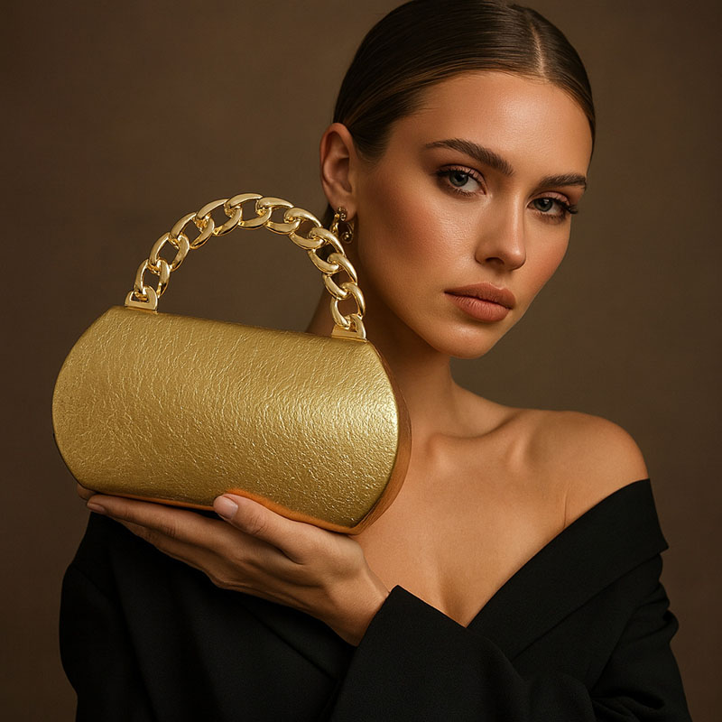 Women'S Evening Bags - Luxo ouro metal fivela caixa embreagem