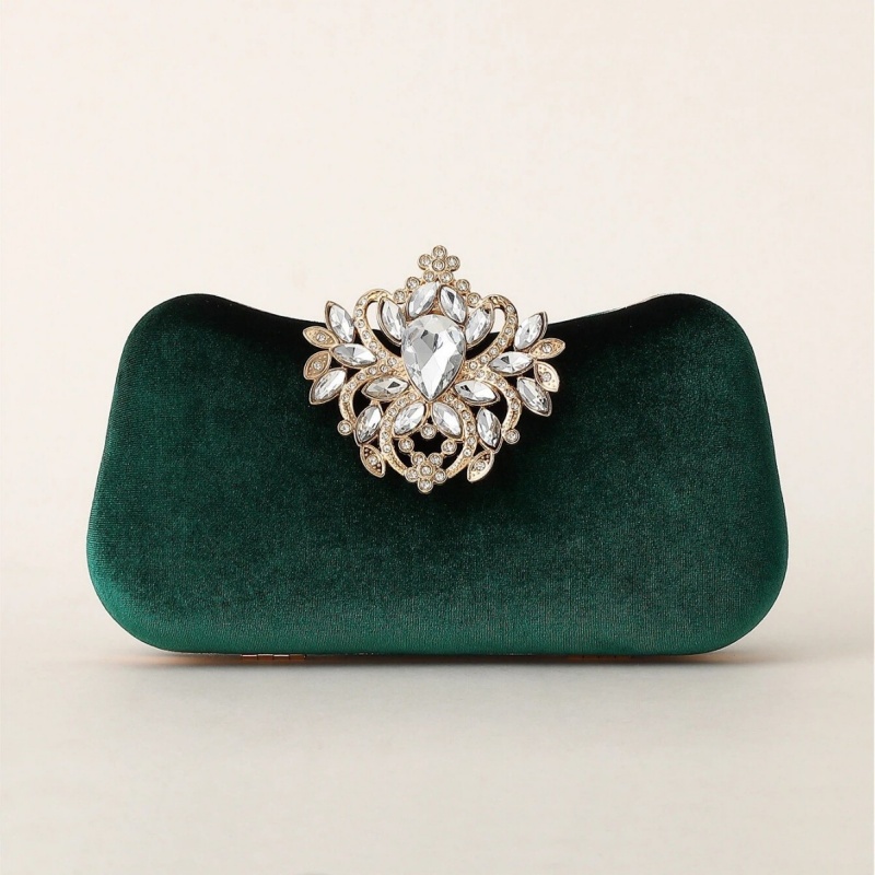 Bolsa Clutch de Veludo Verde E - Women'S Evening Bags avaliação e preço